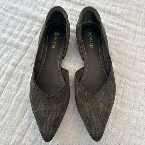 Vivaia Shoes - Vivaia Pointed-Toe D'Orsay Flats (Melia) Army CAMO Green 40.5eu 9-9.5 US
